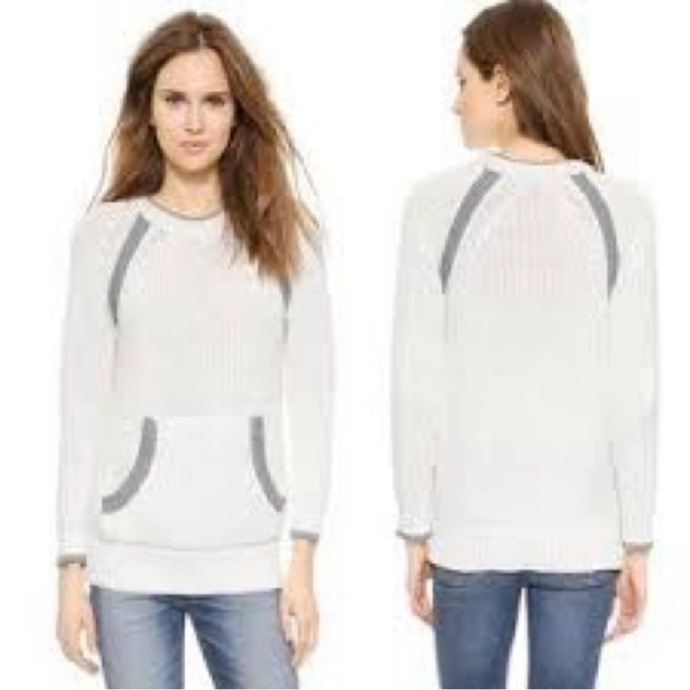 Rag and Bone Jean Camille Tunic Sweater Chunky Cream Grey Crewneck Sz S
